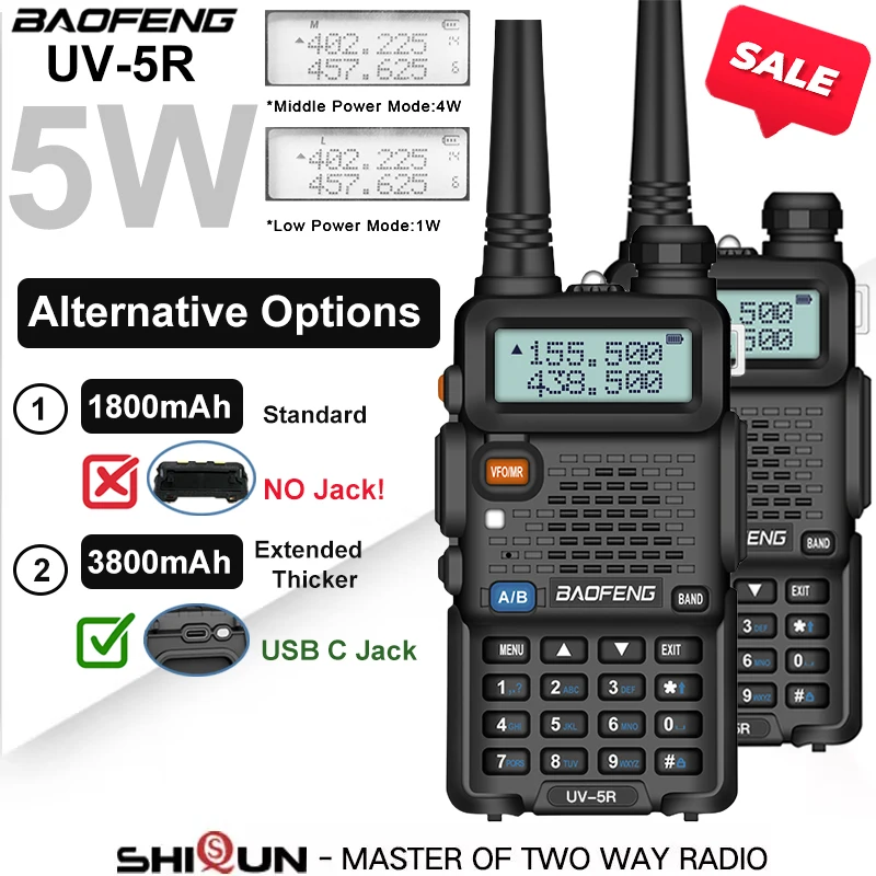 2pcs 5w uv5r baofeng walkie talkie dualband vhf uhf typ c langstrecken fm tragbarer ham cb funkgeräte handheld transceiver