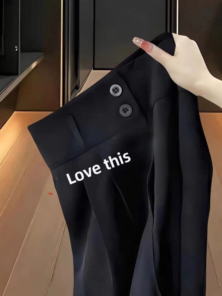 Slim Wide Leg Pants Women's Summer Thin High Waist Profional Suit Pants Straight Casual Bla Floor-Length Pants