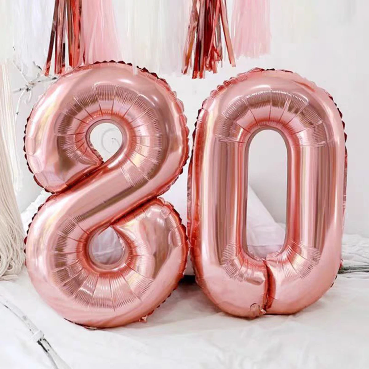 32 Zoll Anzahl Aluminiumfolie Ballons Roségold Nummer 0-9 Ballon Geburtstag Hochzeit Dekor Partyzubehör