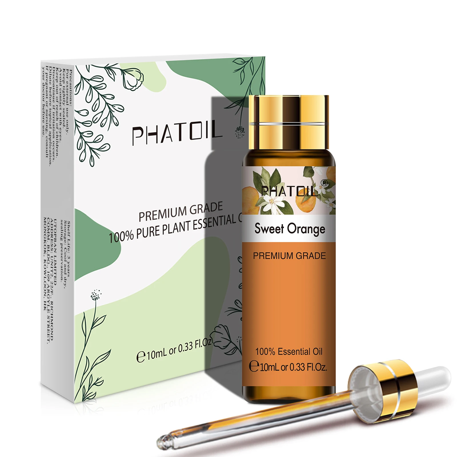 PHATOIL 10Ml Cam Ngọt Nguyên Chất Tinh Dầu Giọt Nhỏ Cho Máy Phun Sương Tạo Ẩm Khuếch Tán Tinh Dầu Mộc Dược Thông Kim Quýt Cỏ Xạ Hương