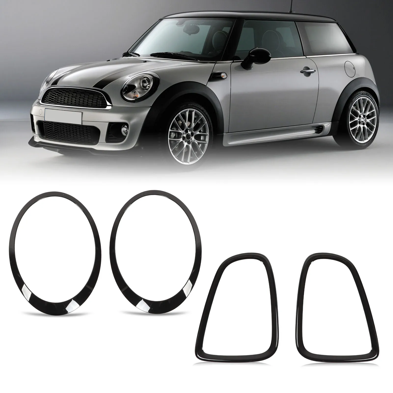 4szt Osłona tylnych świateł samochodowych Gloss Black Zamiennik do Mini R56 R57 R58 R59 Cooper S JCW 2007-2015