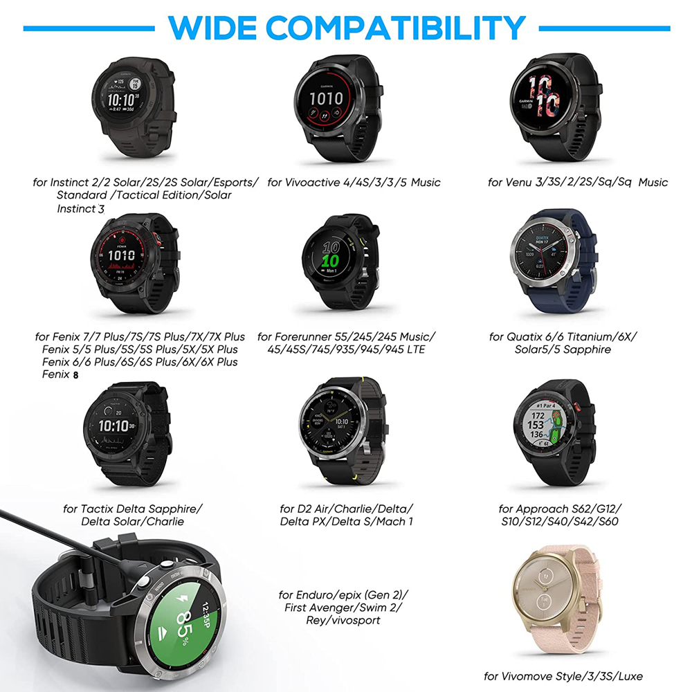 1 Thước Dây Cáp Sạc USB Cho Garmin Fenix 7 7S 7X 6 6S 6X 5 5s 5X vivoactive 3 4 4S Venu 2 2S SQ Với Chống Bụi Cắm Bao