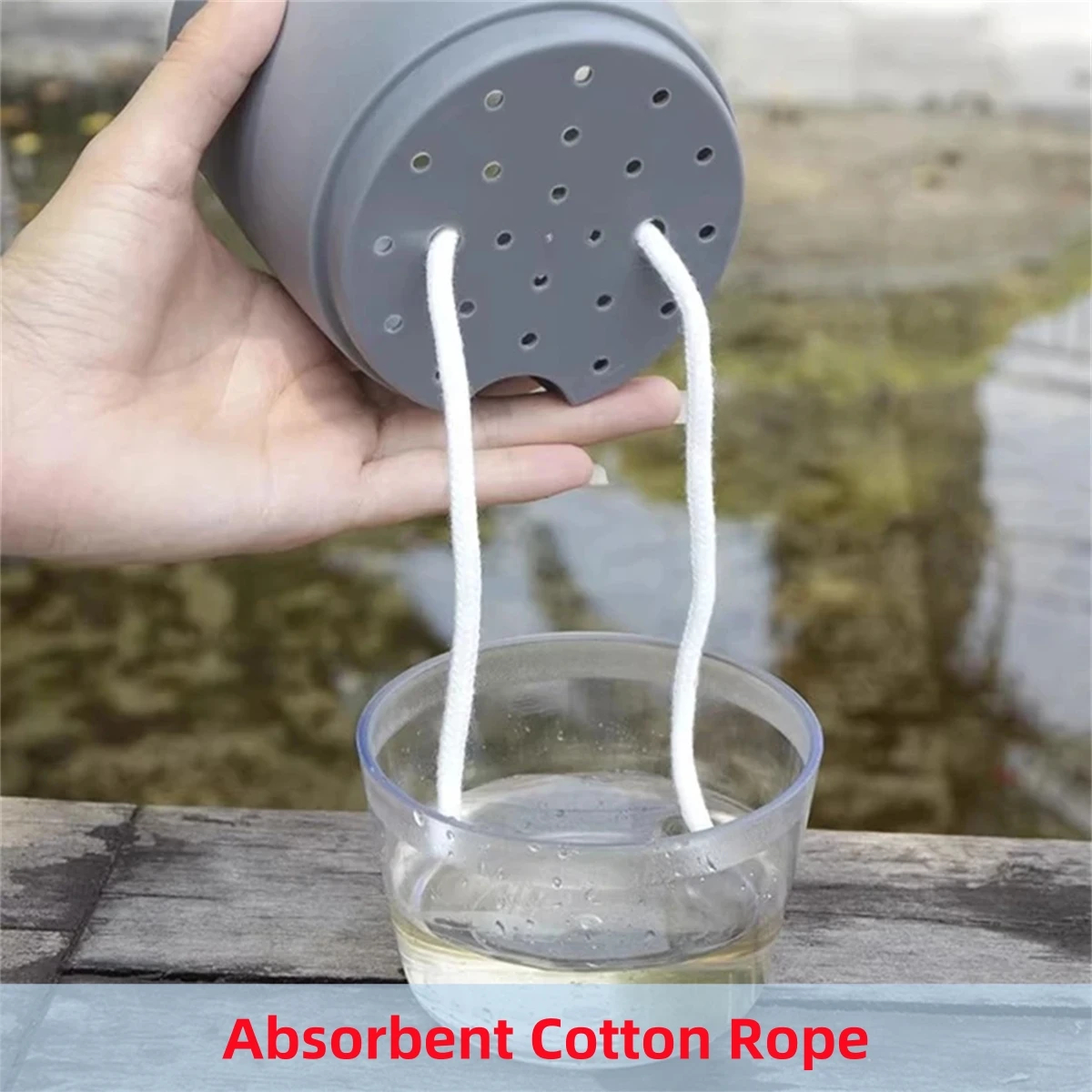 Maceta de cultivo sin suelo de 2 capas, cuerda de algodón, autorriego, lavabo de plantas hidropónicas, riego automático, maceta perezosa, 1 ud.