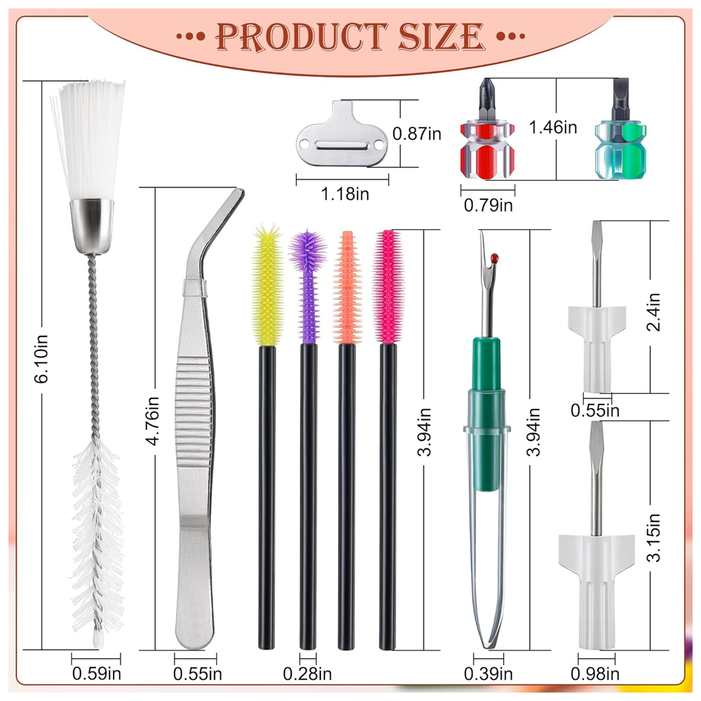 14PCS Sewing Machine Cleaning Kit Sewing Machine Repair Tools Double Headed Brush Screwdriver Tweezers for Repair and Cleaning