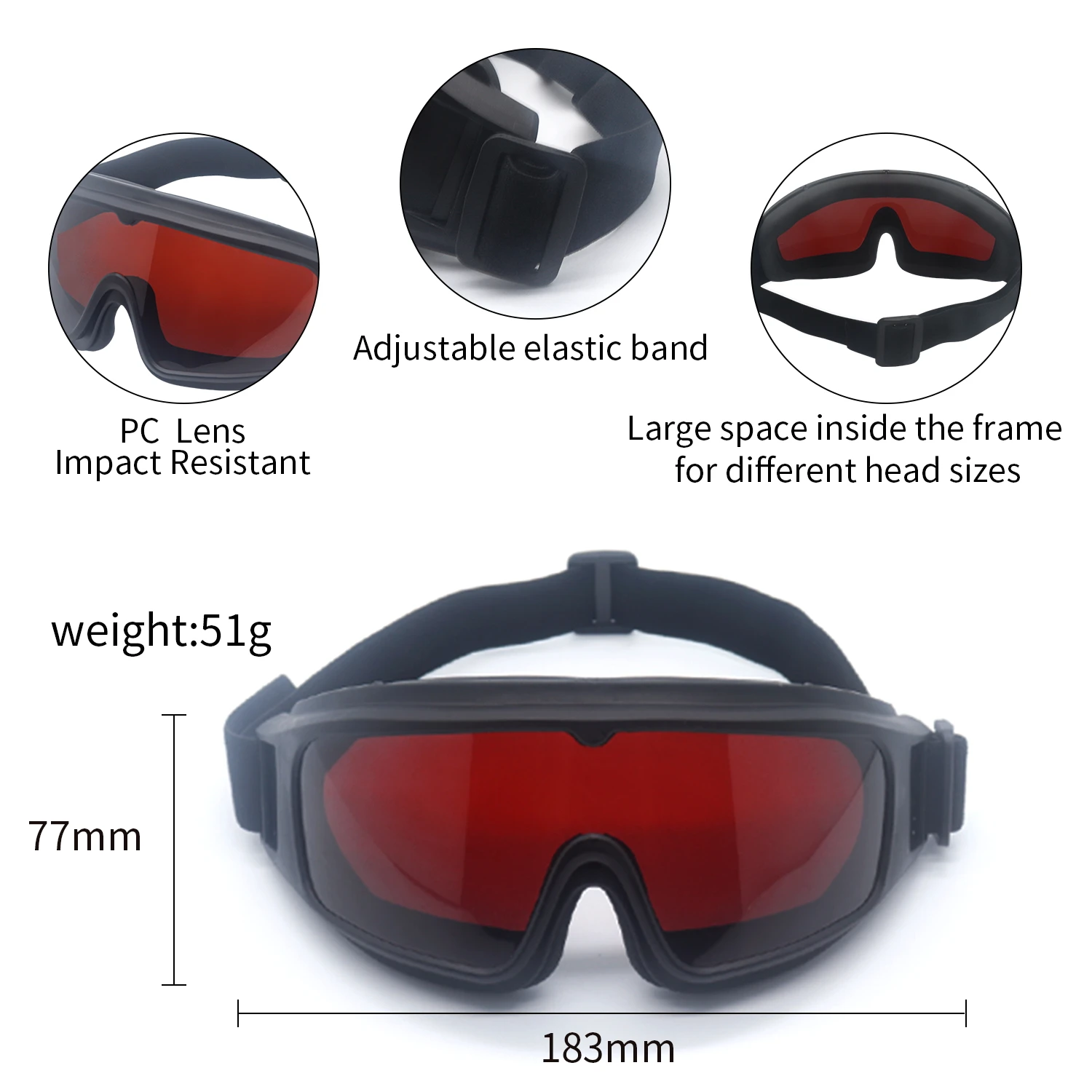 Gafas protectoras láser de 190-2000nm, gafas láser con diodo certificado, gafas láser con detector