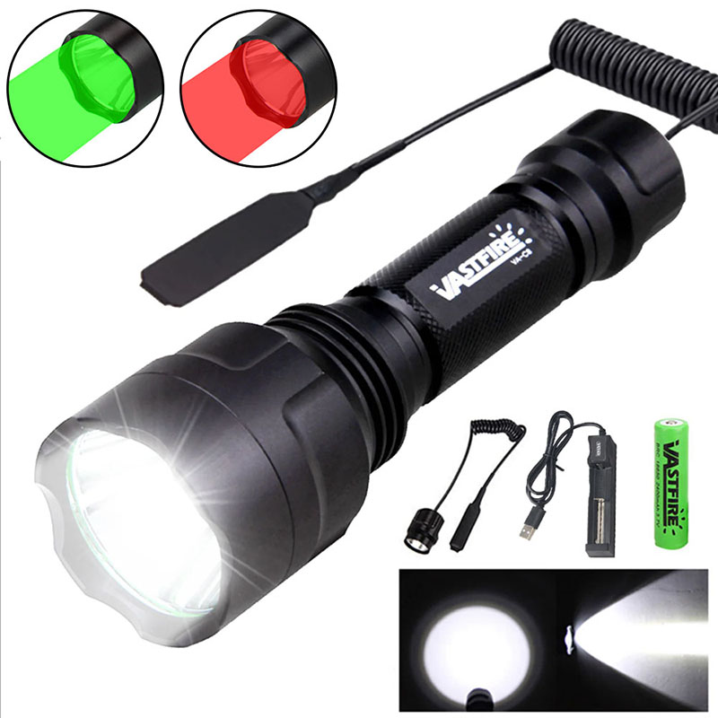 Super LED Flashlight C8 1-Mode 350LM 600-800 Yards Range Tactical Hunting Led Torch for Night Riding Camping Hiking Using 18650