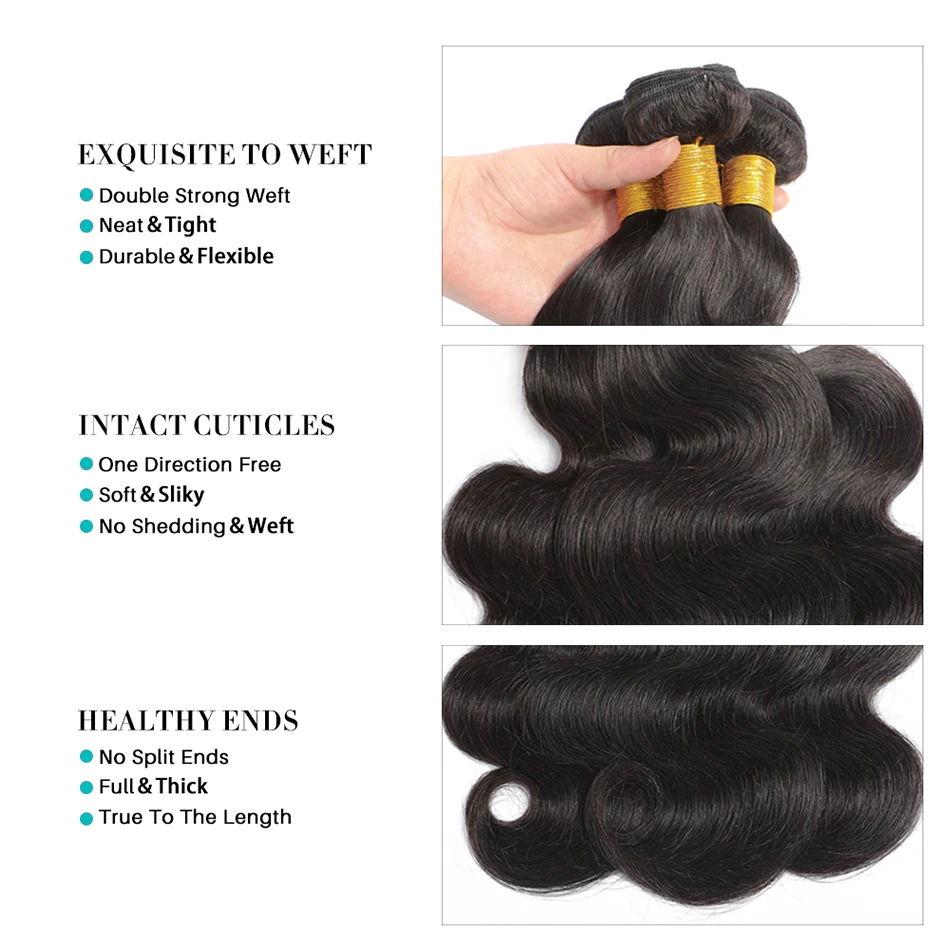 Onda do corpo peruano pacotes com fechamento frontal 4x4 transparente natural virgem extensões de cabelo humano atacado pacotes tecer