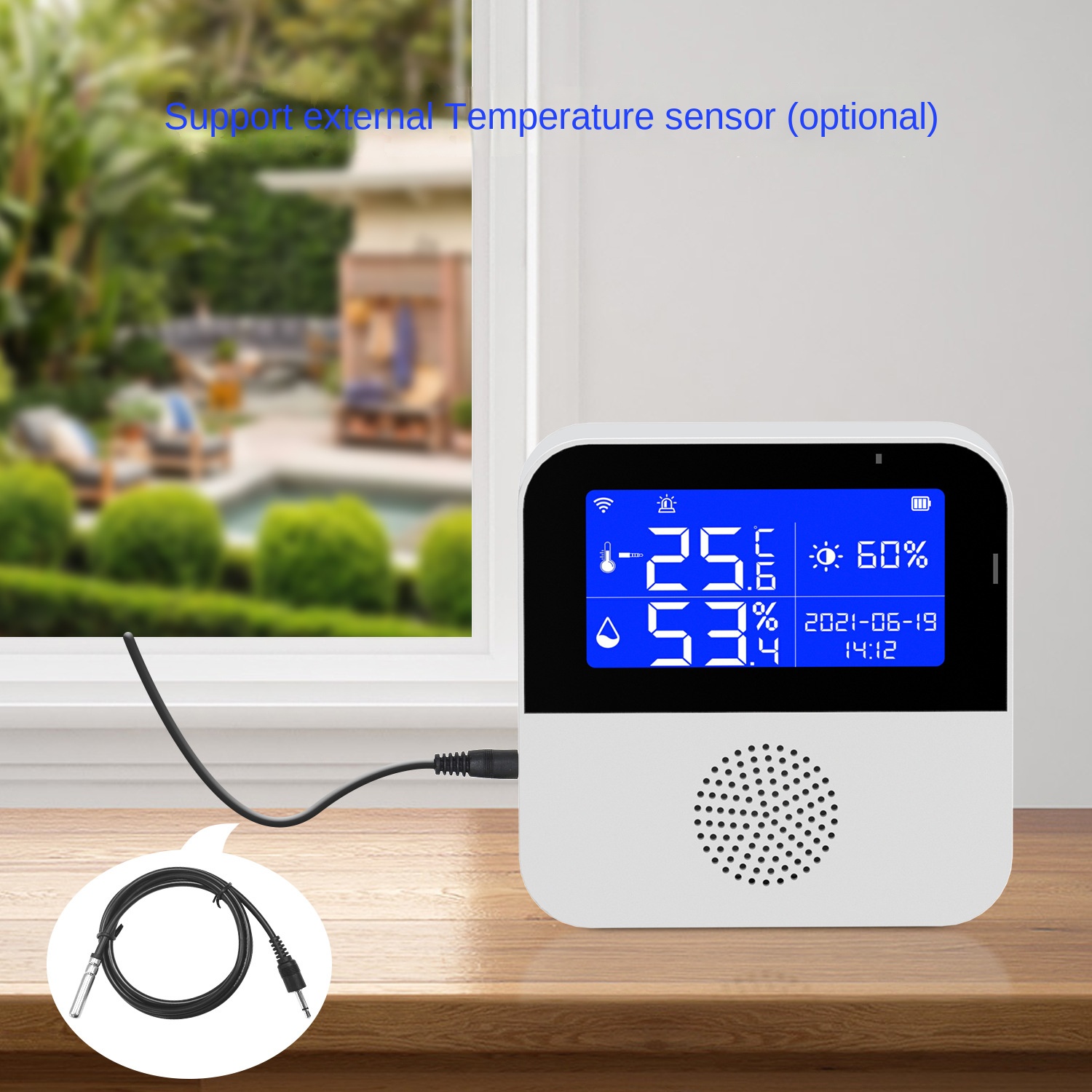 tuya temperatur sensor Tuya WiFi Temperatur Feuchtigkeit Sensor Mit LCD Display Smart Lebensdauer Fernbedienung Monitor Indoor Thermometer Hygrometer Über Google Alexa