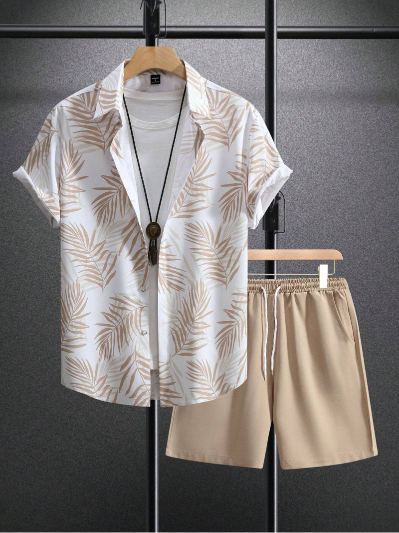 Terno de lapela de manga curta elegante para verão