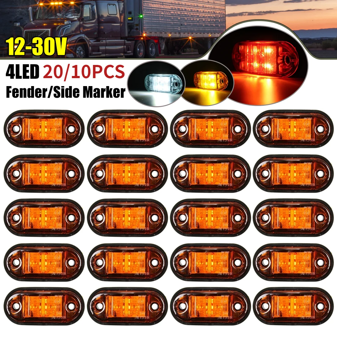 20/10 Uds 4 LED 12V-24V luces de posición laterales ovaladas delanteras y traseras lámpara indicadora de espacio accesorio de camión para remolque autobús Van caravana