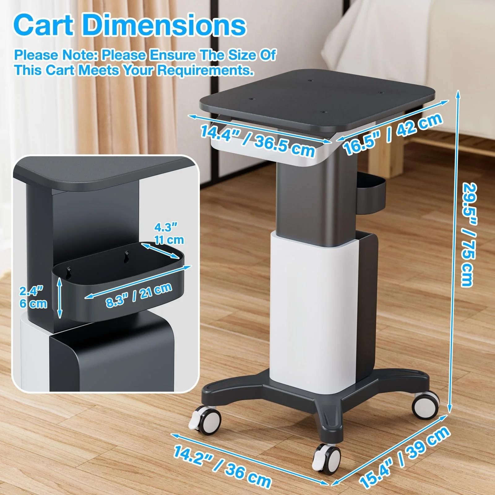 Carrinho de rolamento para salão de beleza, carrinho resistente para esteticista com rodas para máquina de cavitação, suporte móvel para máquina facial