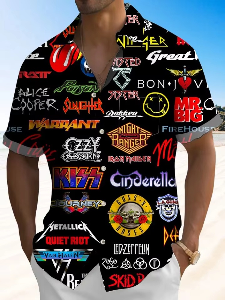 Повседневная летняя мужская рубашка с 3D принтом и воротником-стойкой, облегающая пляжная одежда, удобный дышащий модный мужской топ с логотипом