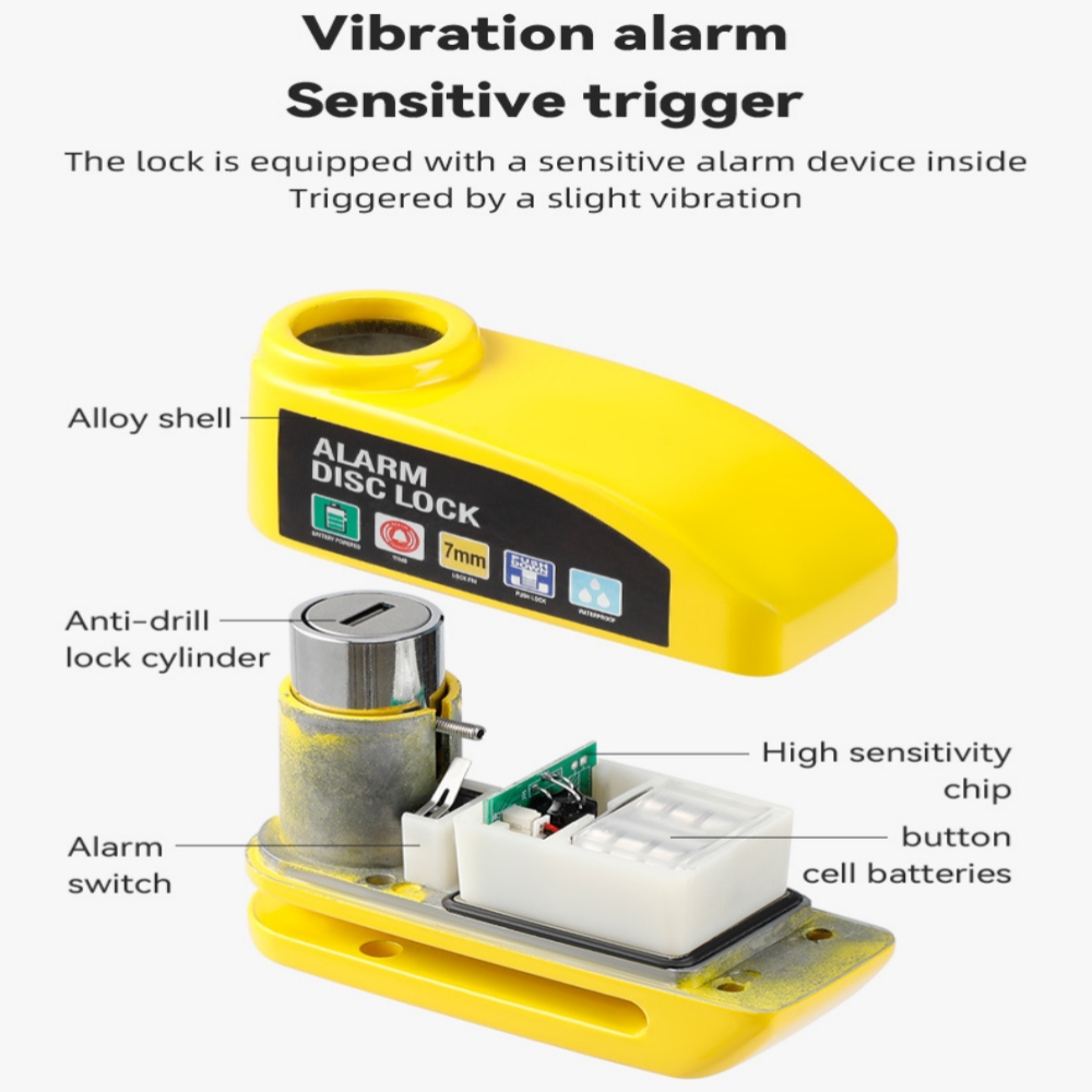 Motorfiets Fietsvergrendeling Alarm Fietsslot Bescherming Aluminium Antidiefstal Schijfremslot Moto Accessoires