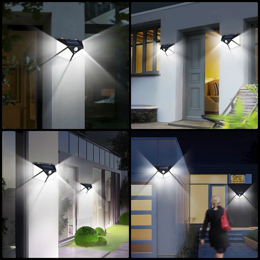 1/2/4/6PCS 모션 센서와 100LED 유도 태양 램프 장식 정원 베란다 마당 차고에 대 한 야외 방수 벽 조명