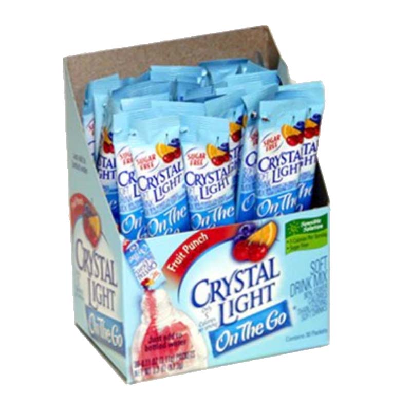 Crystal Light On The Go Sticks   20oz Water Bottle Size Fruit Punch 30 Count Box