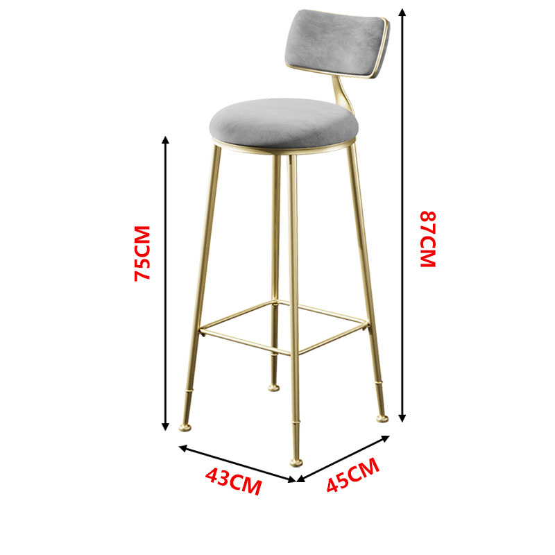 Taburete de Bar de Metal moderno con luz nórdica, taburetes de Bar portátiles, silla alta de estilo nórdico para sala de estar, taburete de Bar trasero