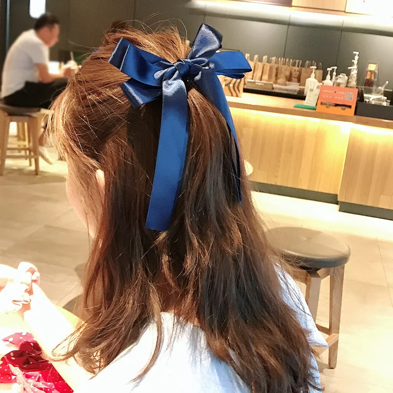 Gomas para el pelo con lazo coreano para mujer, cinta larga a la moda, bandas elásticas para el pelo, lazos para cola de caballo, accesorios para el cabello