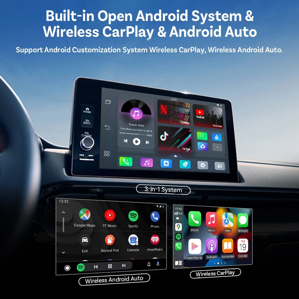 Ottocast Play2Video Pro Ai Box Беспроводной адаптер CarPlay Android Auto Встроенный Youtube Netflix IPTV для автомобиля с проводным Carplay