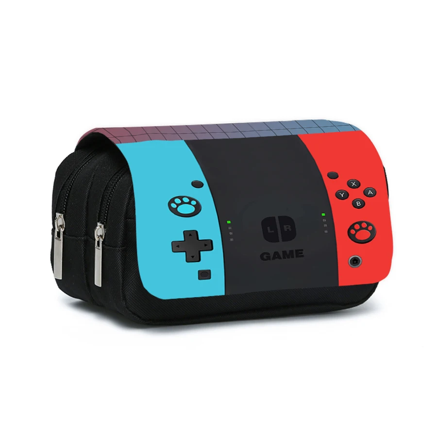 Consola de juegos, estuche de bolígrafo con tapa de doble capa para niños/niñas, los mejores regalos, bolsa de bolígrafos para adolescentes de dibujos animados en 3D, suministros escolares para niños