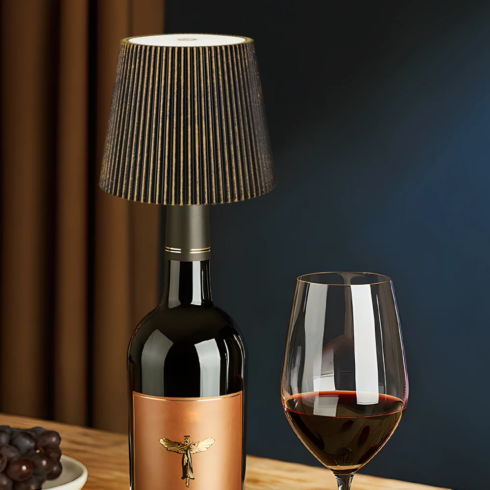 1pc, cabeça de lâmpada de garrafa de vinho sem fio, lâmpada de garrafa led de toque portátil com 3 modos de luz regulável, bateria recarregável usb cabeceira