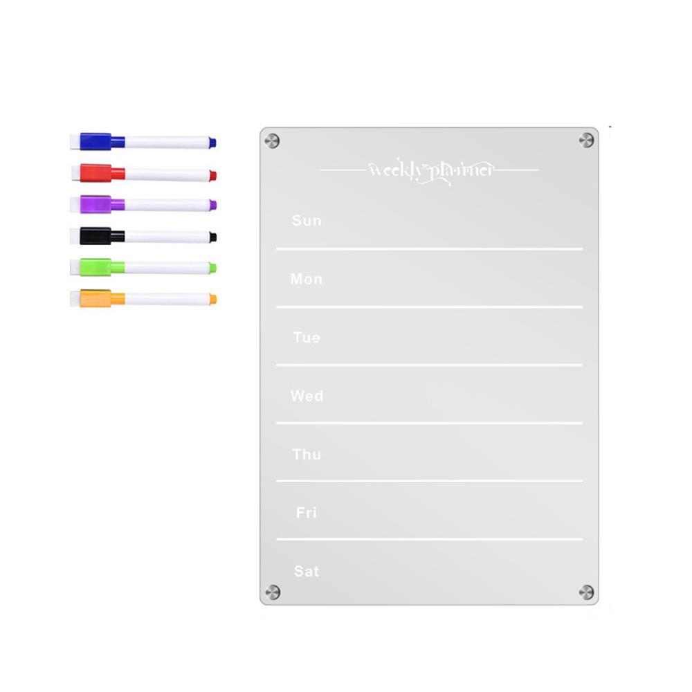 Autocollant magnétique en acrylique transparent pour réfrigérateur, calendrier, licence hebdomadaire, calendrier, tableau d'effacement réutilisable, gadgets de menu de message