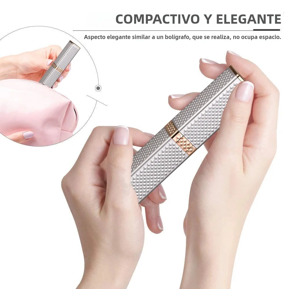 Maquinilla de afeitar y afeitadora de cejas 2 en 1 recargable con luz LED, elimina indolora la pelusa de melocotón, el vello Facial, las cejas y los labios, 1 ud.