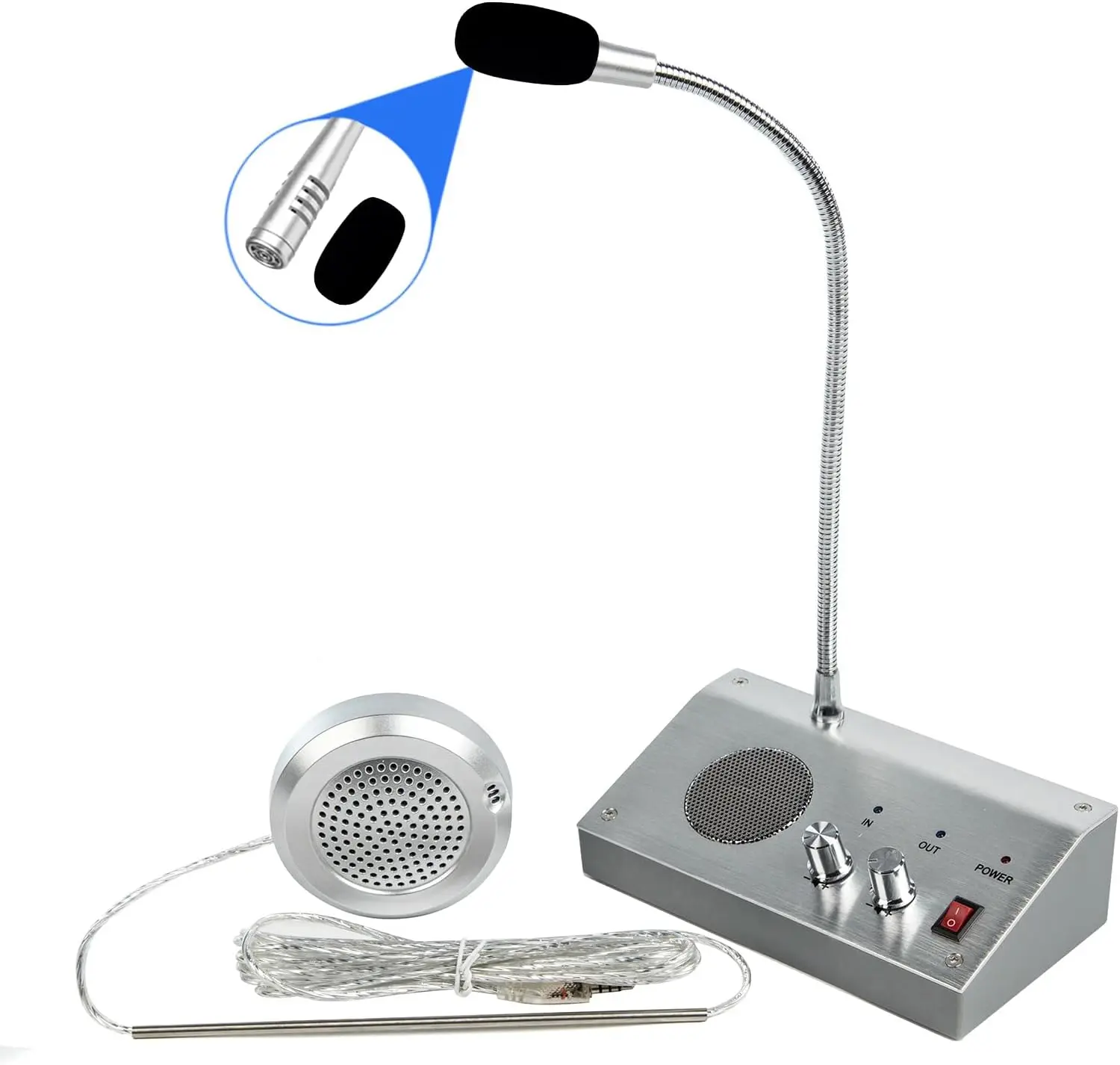 Home Security Zero-Touch Alto-falante, Dual-Way Interphone Sistema, Banco Counter Ticket, Escritório, Hospital Janela Intercom
