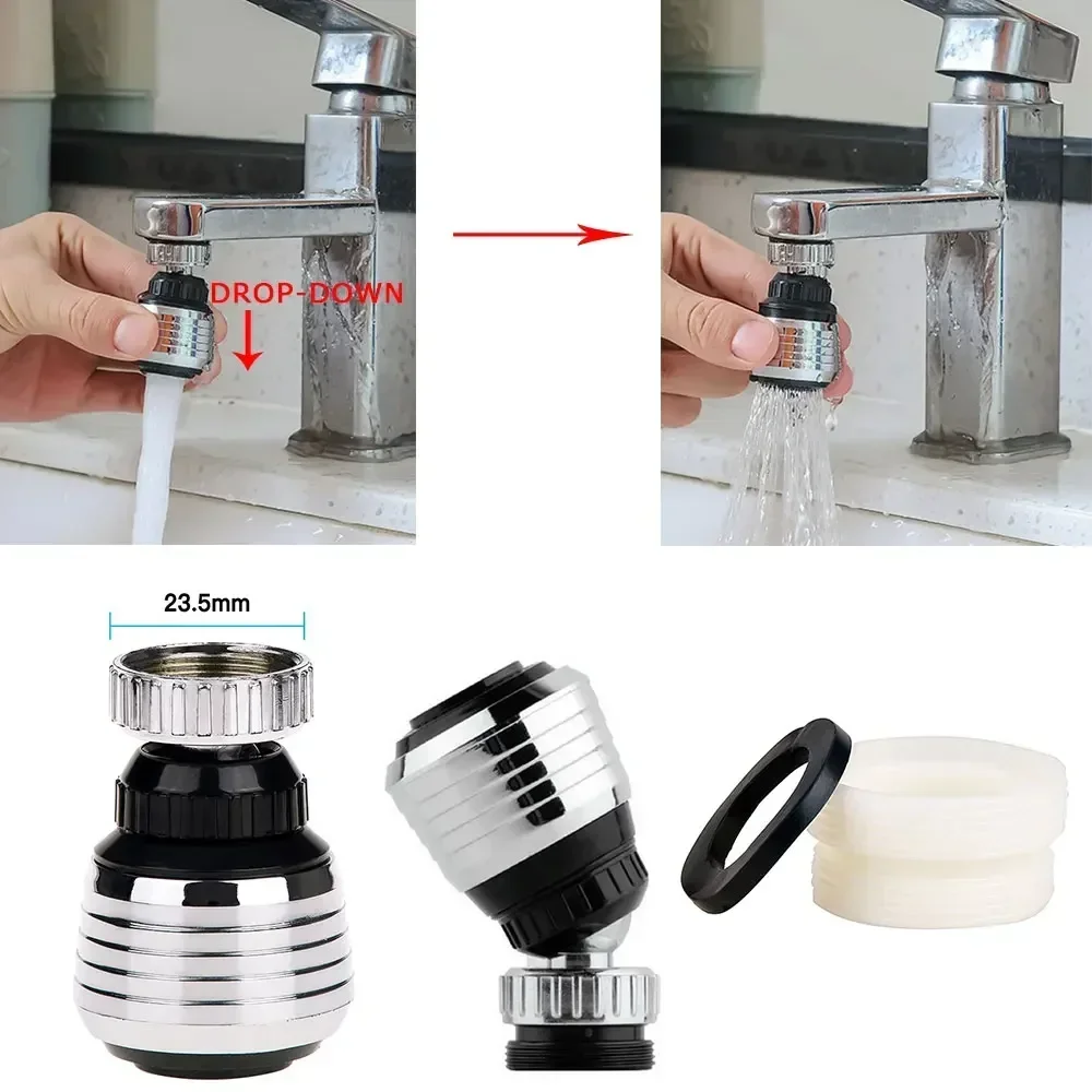 360 องศาหมุนก๊อกน้ําห้องครัวก๊อกน้ําปรับ Dual Mode Sprayer Filter Diffuser หัวฉีดประหยัดน้ําก๊อกน้ํา Connector