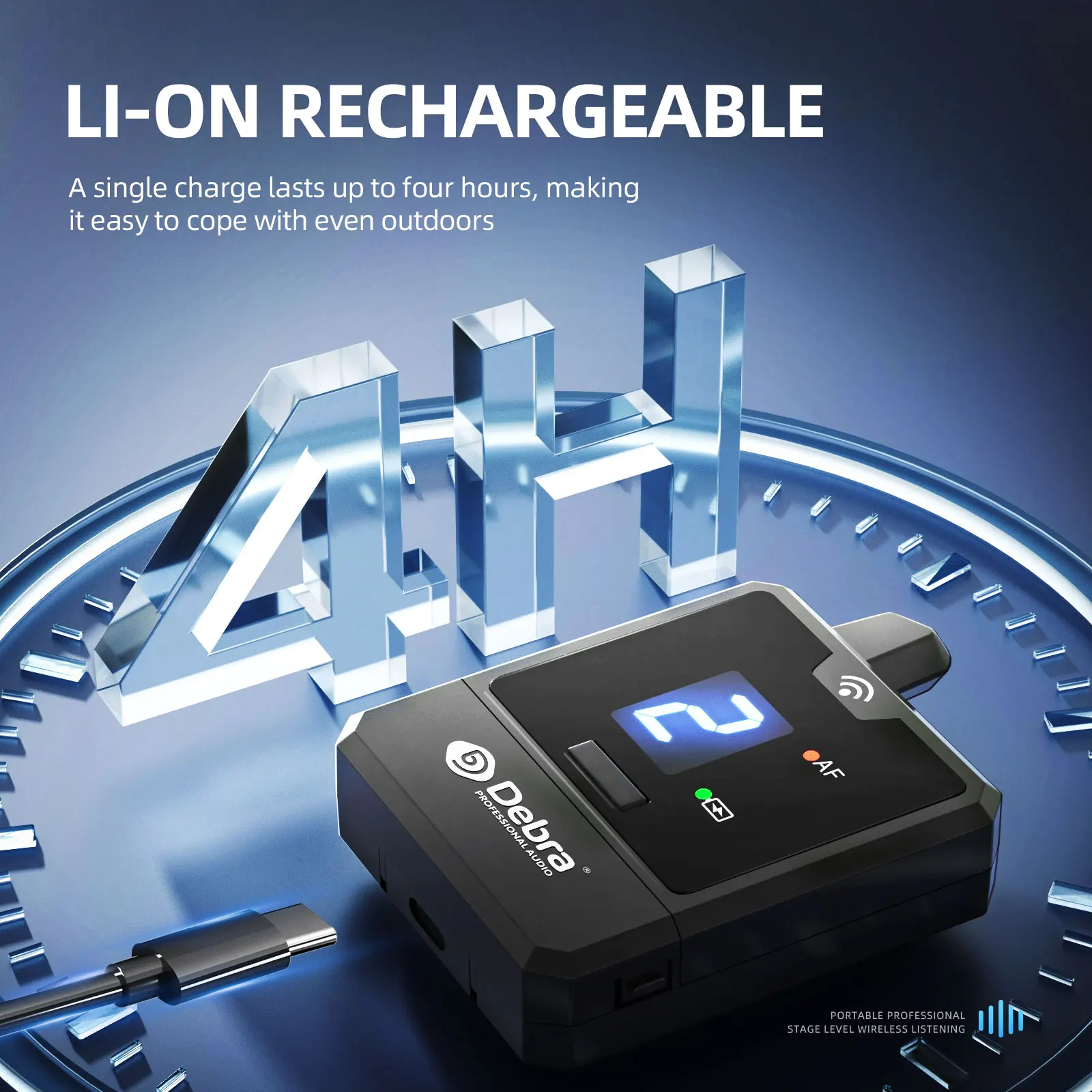Debra New Protable UHF IEM Wireless In-Ear Monitor System Audio-Mini Rechargeable for Music Audio Monitoring Live Broadcast