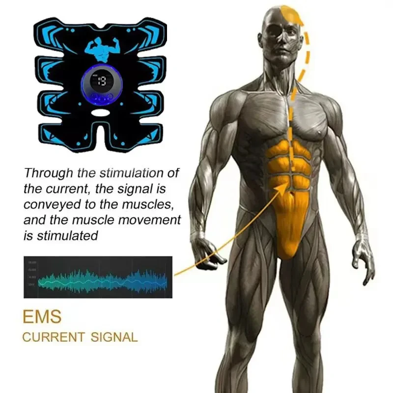 Estimulador muscular EMS inalámbrico 3 en 1: recargable por USB para brazo abdominal y uso completo en cualquier lugar