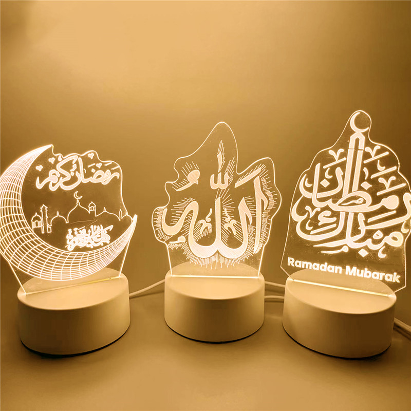 USB-betriebenes muslimisches Festival, Eid Mubarak, dekorative Lampe, Ramadan-Dekoration, Zuhause, Zimmer 2025, Urlaubsbeleuchtung, 3D-LED-Nachtlicht