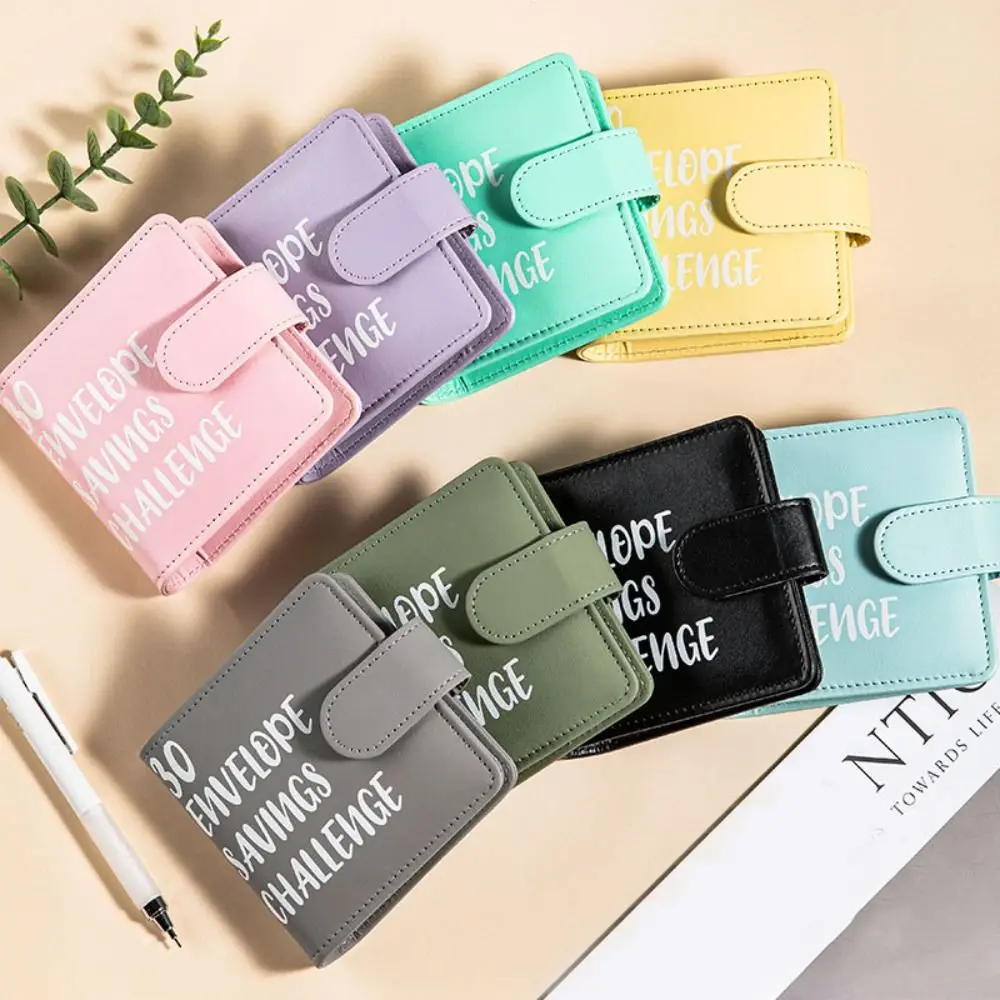 PU Leather Cash Saving Challenges Waterproof Handbook Envelope Challenge Binder Financial Planner 30Days Envelope Binder Notbook