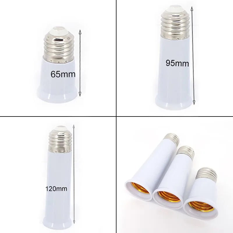 65mm 95mm 120mm E27 to E27 Extender Lamp Holder Base Bulb Extend Extension Socket Adapter LED Light Adapter Converter M20