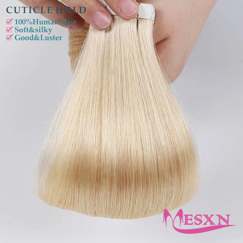 ตรงเทปต่อผมผมมนุษย์จริง NATURAL Hair EXTENSION 16 "-24" สีดําสีน้ําตาลสีบลอนด์ที่มองไม่เห็นสามารถย้อมสําหรับ Salon