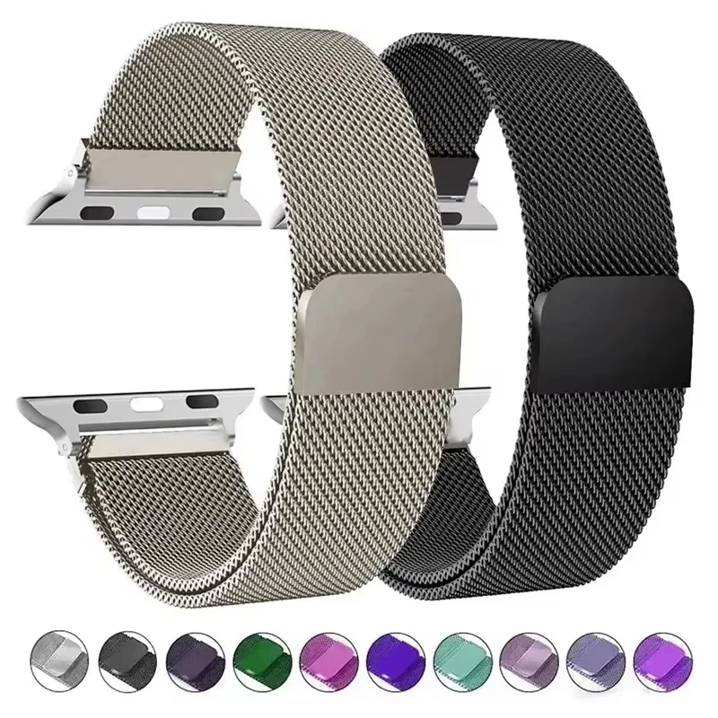 Correa milanesa para Apple Watch, 49mm, 45mm, 44mm, 42mm, 41mm, 40mm, 38mm, pulsera iwatch Series 9 3 4 6 5 SE 7 8 Ultra 1 2 Correa