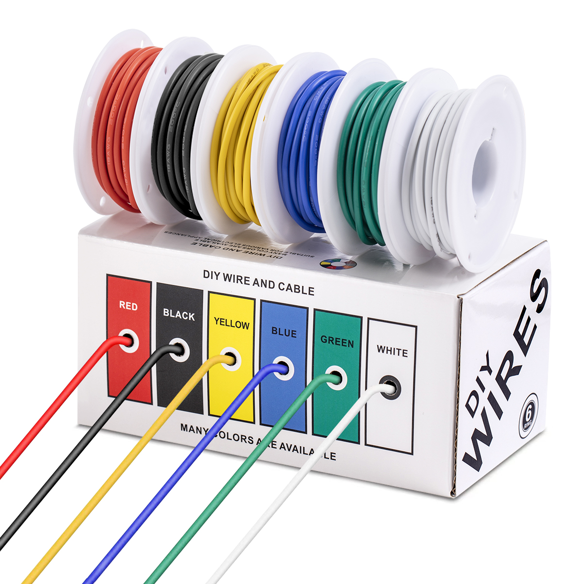 16/18/20/22/24/26/28 AWG 電線、6 色より線錫メッキ銅柔軟なシリコンフックアップワイヤーキット電気 DIY/車用