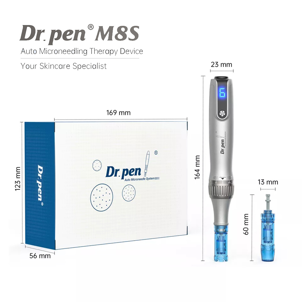 ของแท้ dr.pen Ultima M8S ไร้สายปากกาแต้มสิวมืออาชีพที่มี22เข็มที่สำหรับการเจริญเติบโตของเส้นผมปากกา Microneedle บำบัด