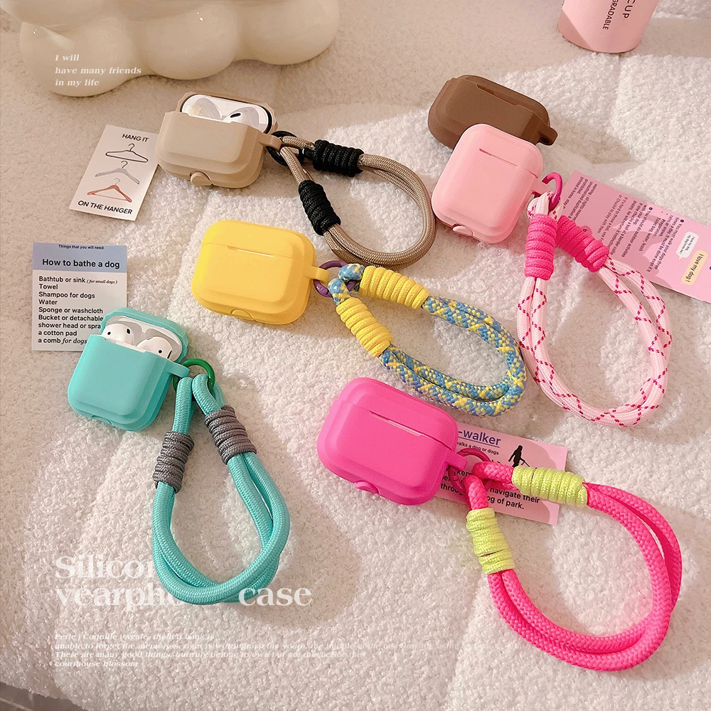 Case for Apple AirPods 1 2 3 4 Pro 3rd Generation Case Cute with Strap Fundas Earpods Soft Cover for AirPods Pro 2 Case Silicone
