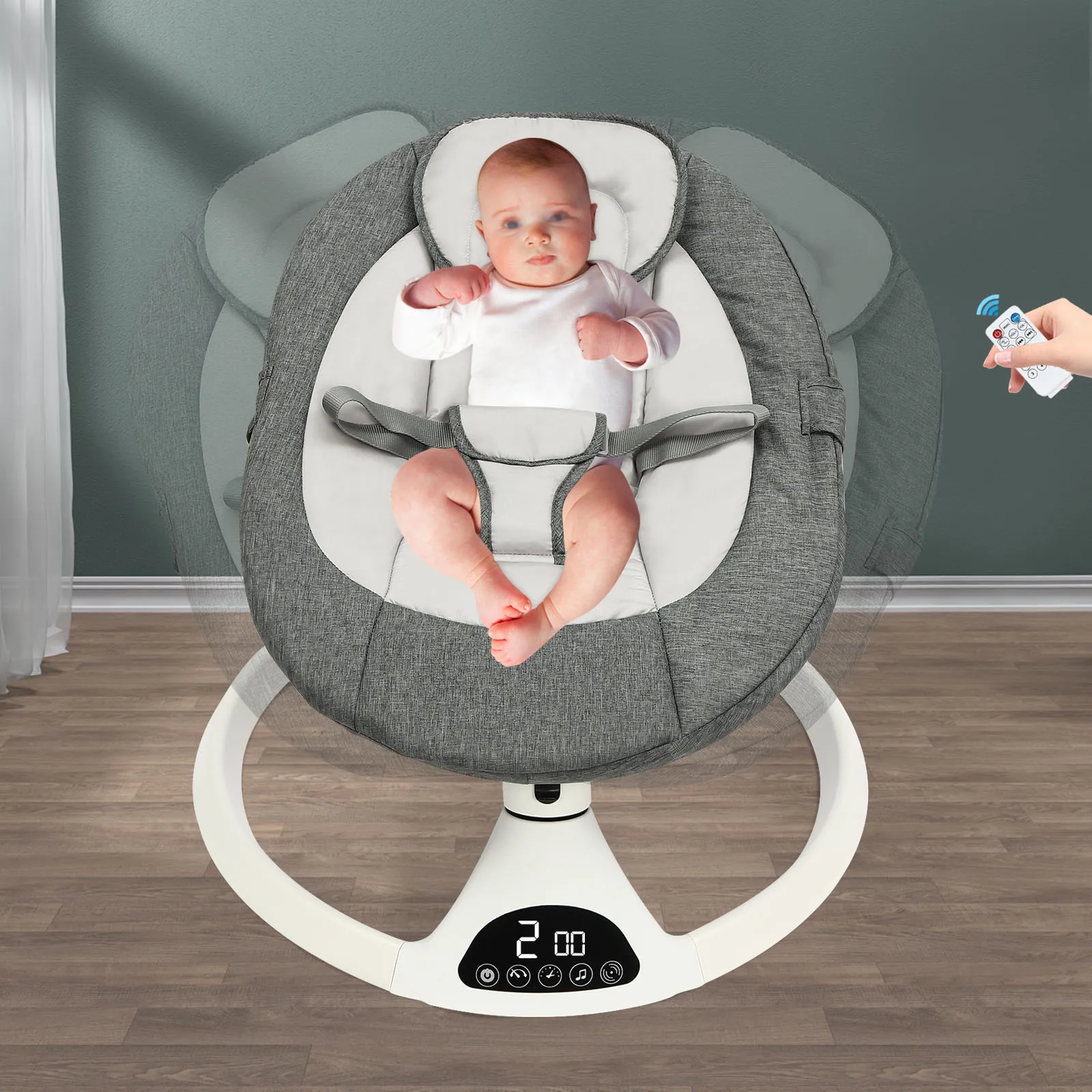 Chaise à bascule électrique pour bébé, videur à bascule pour bébé avec Bluetooth, Version tactile, chaise à bascule pour bébé avec télécommande