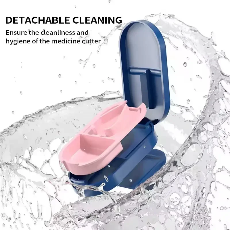 Portable Multiple Pill Cutter with Storage Box Pill Crusher Adjustable Pill Splitter Stainless Steel Cutting Blade