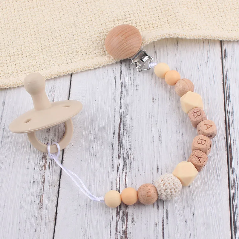 ส่วนบุคคลชื่อ Baby Pacifier คลิปโซ่ลูกปัดซิลิโคน Teethers Dummy จุกนมผู้ถือคลิปทารกแรกเกิดการงอกของฟันของเล่นอุปกรณ์เสริม