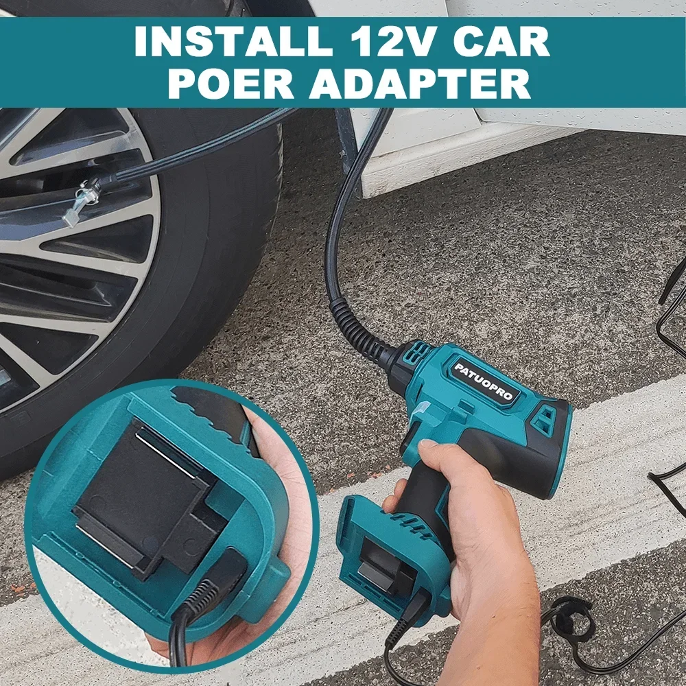 Cordless Electric Air Pump Rechargeable Automatic Car Tire Inflator Portable Home Power Tools For Makita 18V Battery(No Battery)