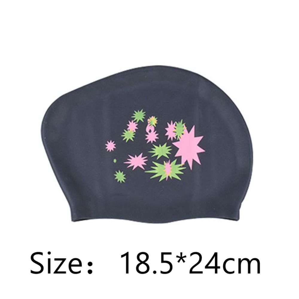 Gorro de natación de gran tamaño para mujer, gorro de natación con patrón de estrella elástica, resistente al agua, Gel de sílice, Silicona