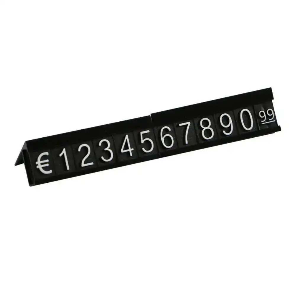 19 gruppi di cartellini dei prezzi in metallo color oro, numeri arabi insieme