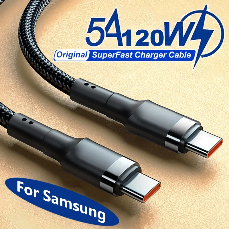 120W súper carga para Samsung S24 S23 USB C a USB tipo C Cable para iPhone 15 Pro Max Xiaomi 11 4,0 cargador rápido 2024