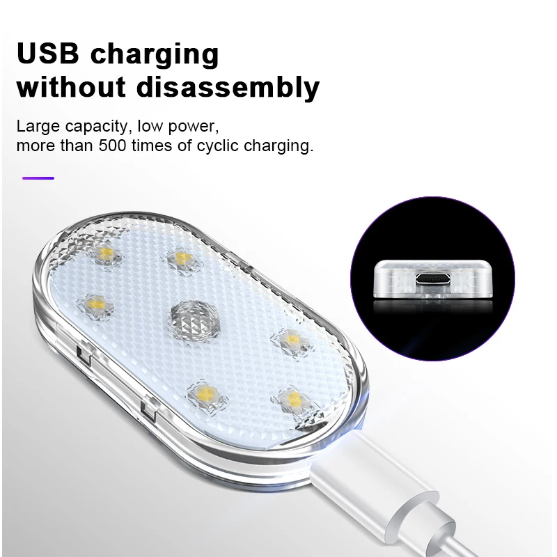 BLALION Samochodowe oświetlenie dotykowe LED Bezprzewodowe oświetlenie wnętrza Magnetyczne automatyczne oświetlenie drzwi Lampa sufitowa Lampa do czytania USB Akumulator 5V