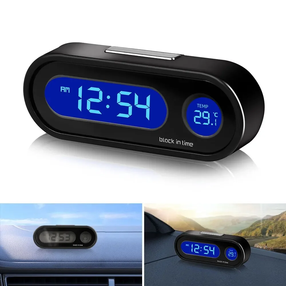 Mini elektronische autoklok Tijdhorloge Auto Dashboard Klokken Lichtgevende thermometer LCD-achtergrondverlichting Digitaal display Auto-accessoires