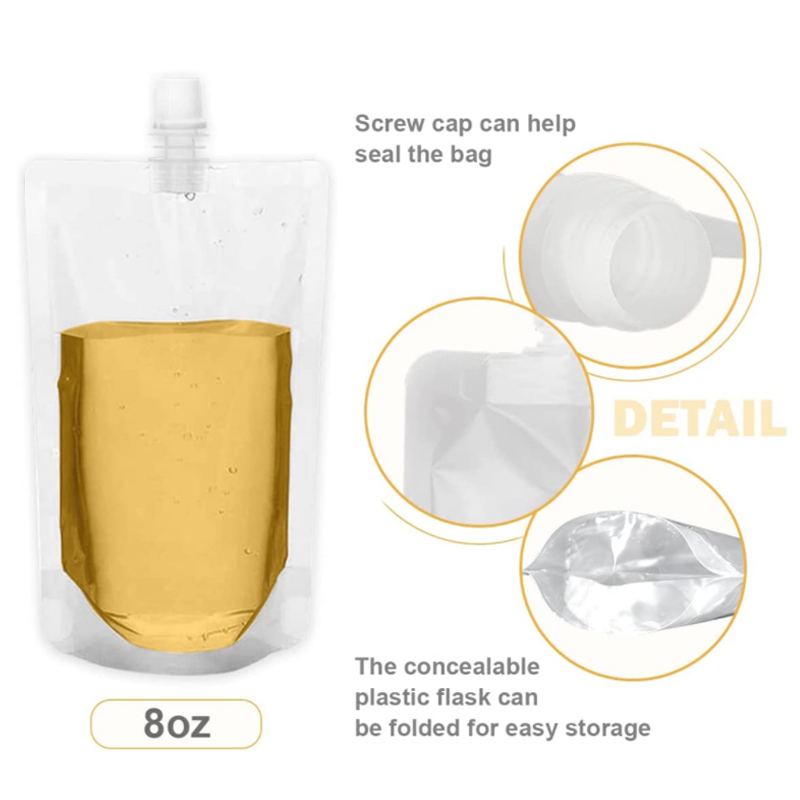 100Ml-Du Lịch 500Ml Uống Vòi Xịt Túi Nhựa Trong Suốt Túi Kín Nước Lưu Trữ Đồ Uống Đá Lạnh Uống Túi di Động