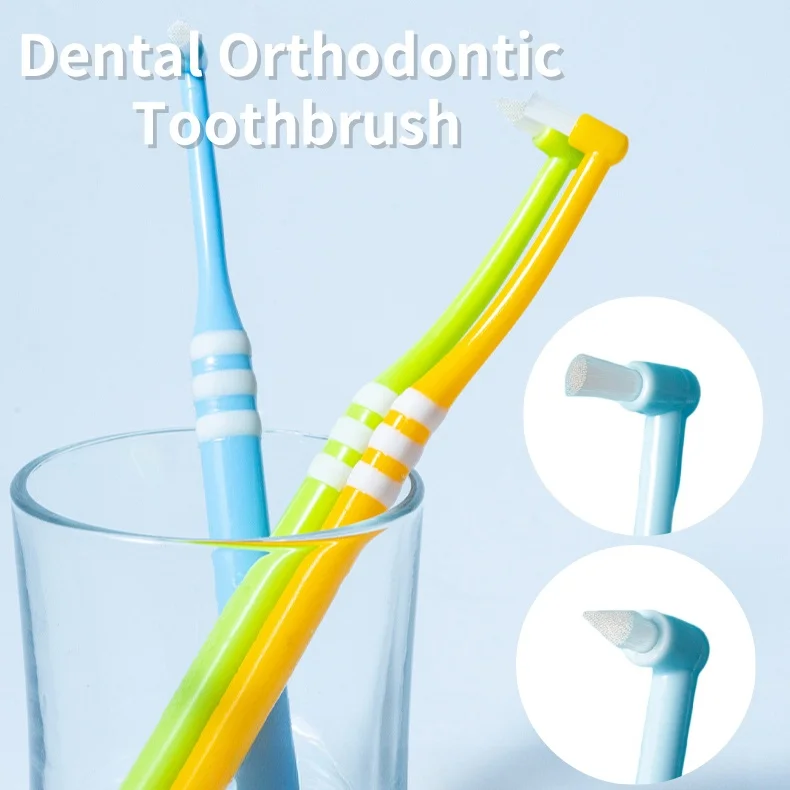 1PC Dental Orthodontic Toothbrush With Pointed and Flat Head Professional Cleaning Brush Between Teeth Oral Hygiene Tool 치석제거