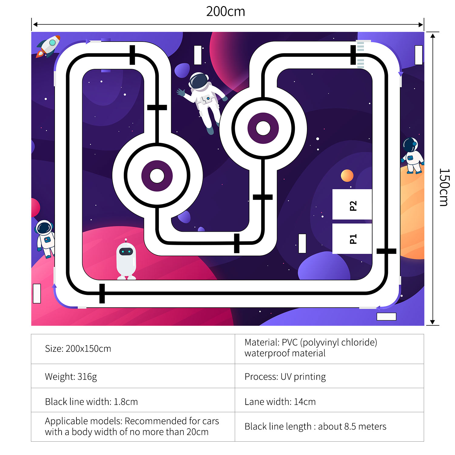 Yahboom Autopilot Track Map 2m * 1,5 m PVC wasserdichtes Material mit Verkehrs zeichen und Ampeln für das Mikrobit-Roboter auto training
